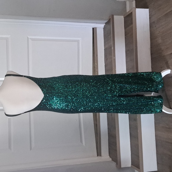 AGENDA DANNOS Spg Straps Sequin Maxi Dress Backless Split Evening Gown L NWT - Picture 5 of 10